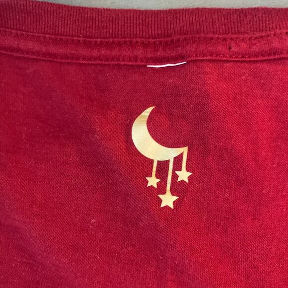 Burgundy V-neck sequin eye w/drips sz Large - Picture 4 of 4